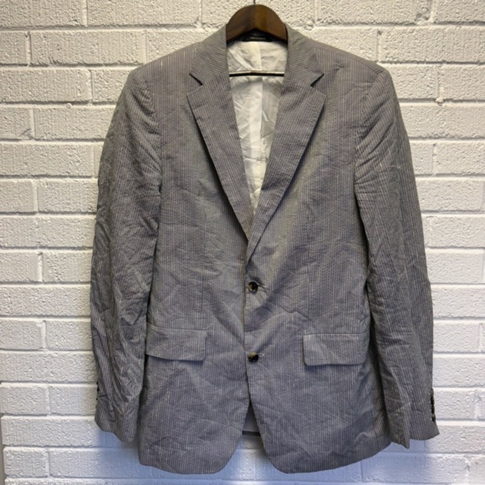 Boss Men's Classic Stripped Gray White Blazer Lightweight 42L
